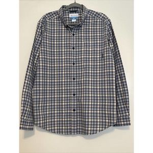 COLUMBIA Men’s L Cotton Plaid Shirt Button Down Collar